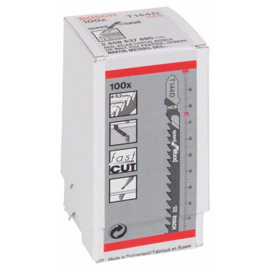 Boite de 100 LAMES SCIE SAUTEUSE T144D BOIS 2608637880